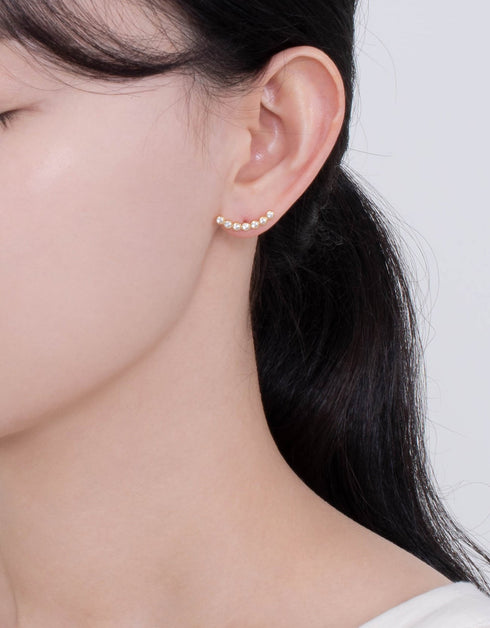 Dazzling Cubic Zirconia Curved Bar Studs in Sterling Silver